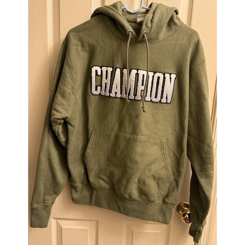 Champion Reverse Weave Hoodie Medium Green Champion Spell Out Hombre Sewn